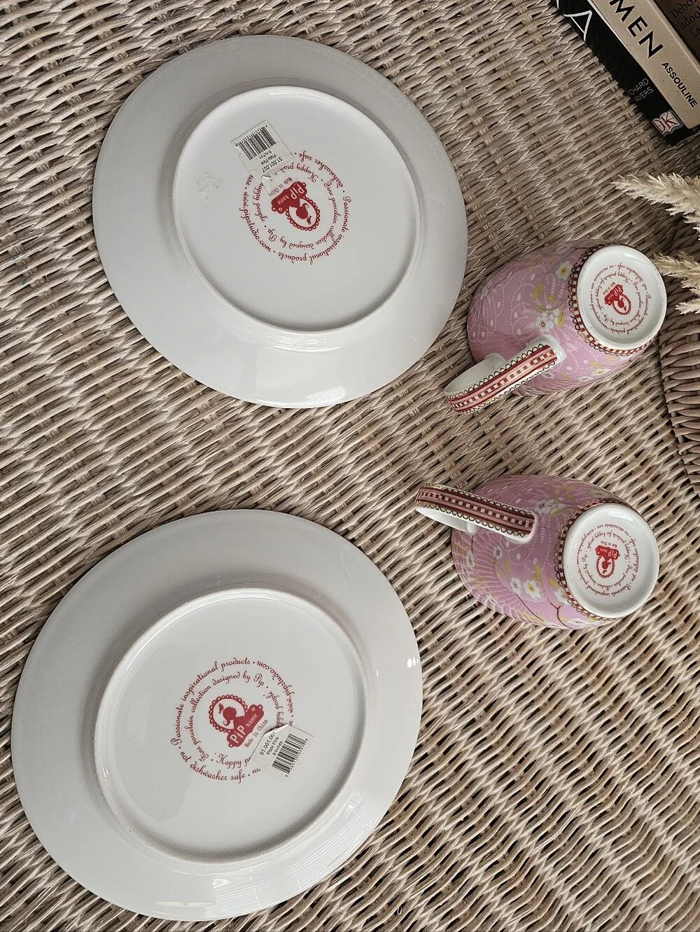 Pip Studio Pink Early Bird Mugs & Plates Porcelain Set